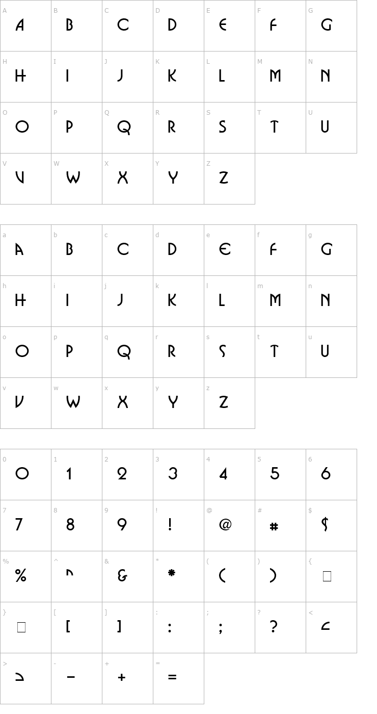 Character Map Bosanova Font