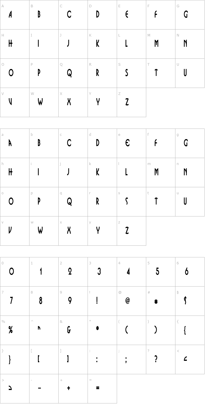 Character Map Bosnia D Bold Font