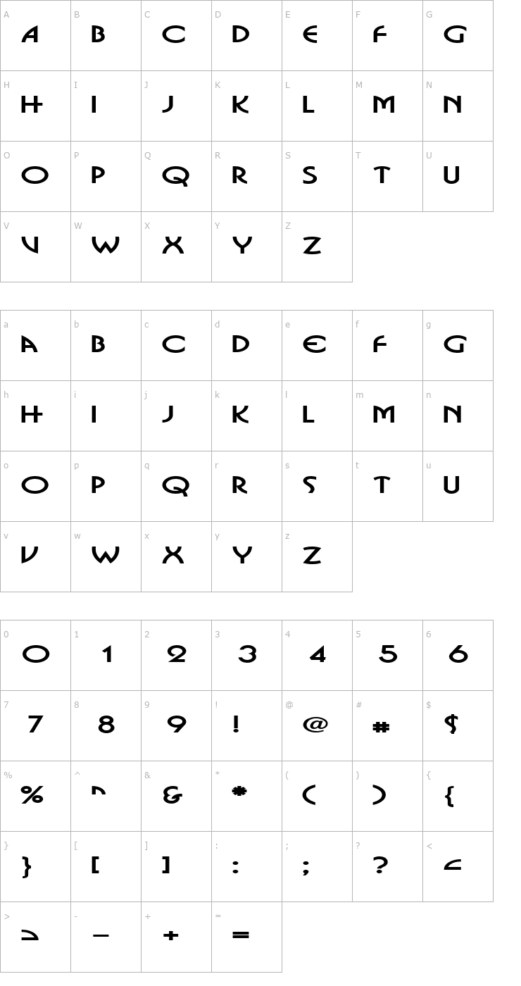 Character Map Bosnia Extended Bold Font