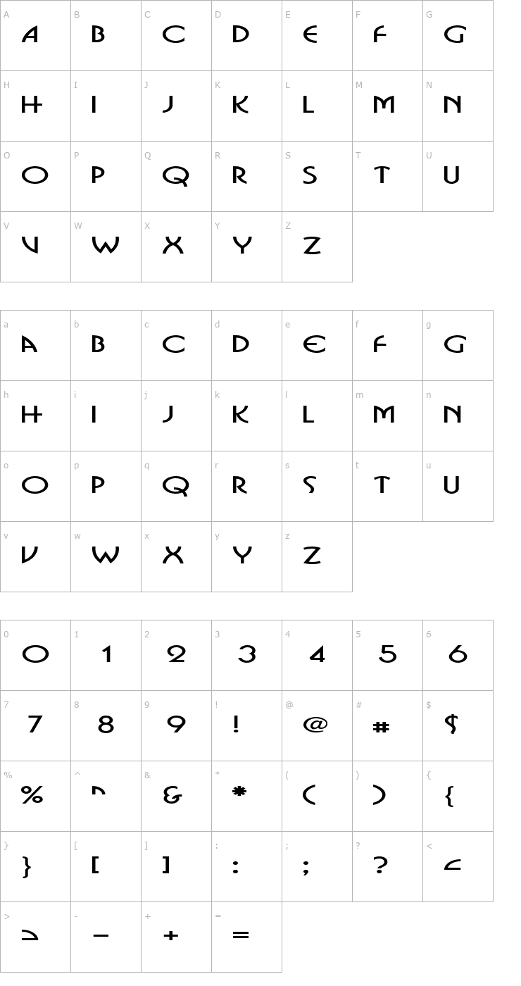 Character Map Bosnia Extended Normal Font