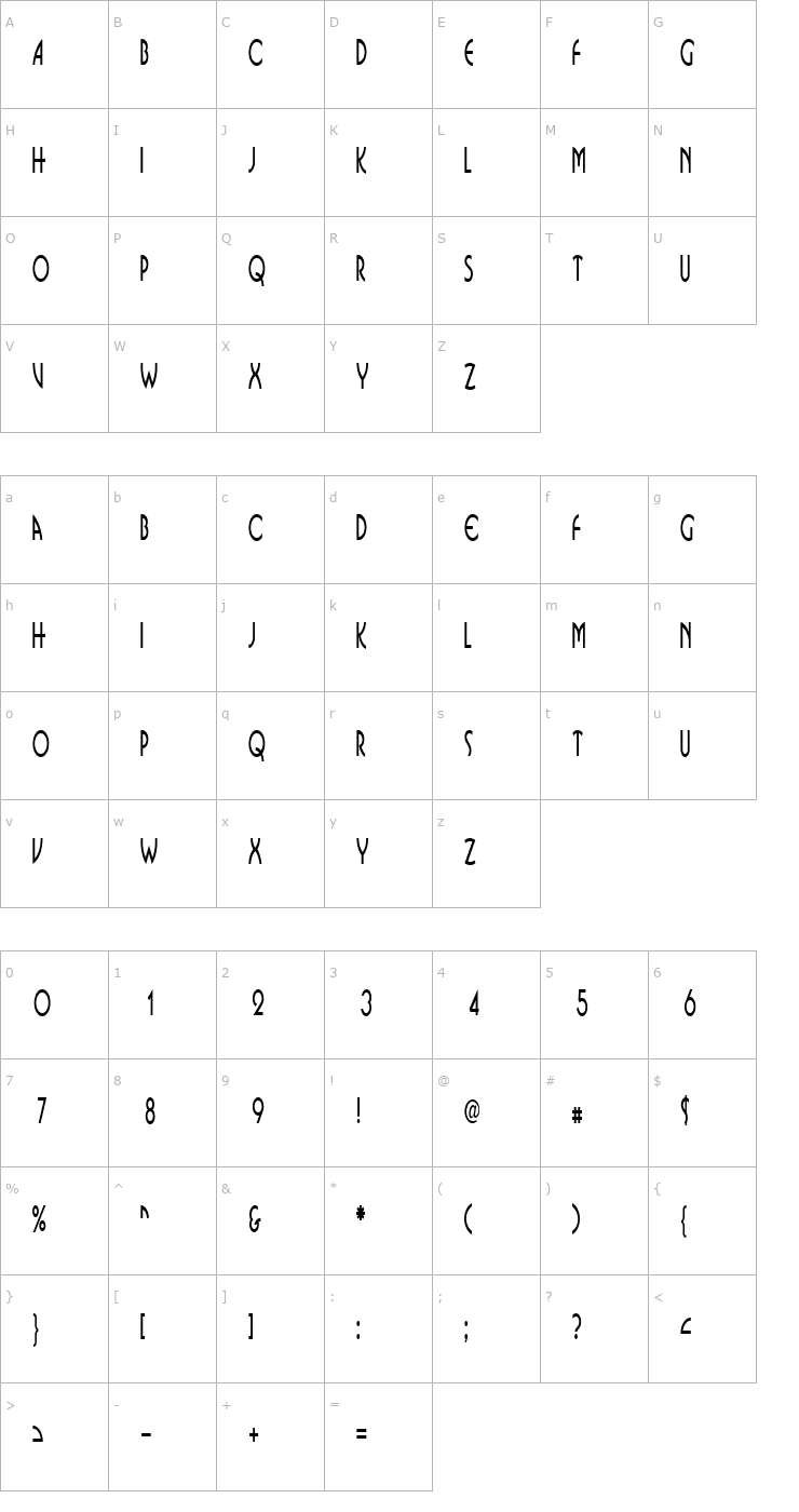 Character Map Bosnia Normal Font