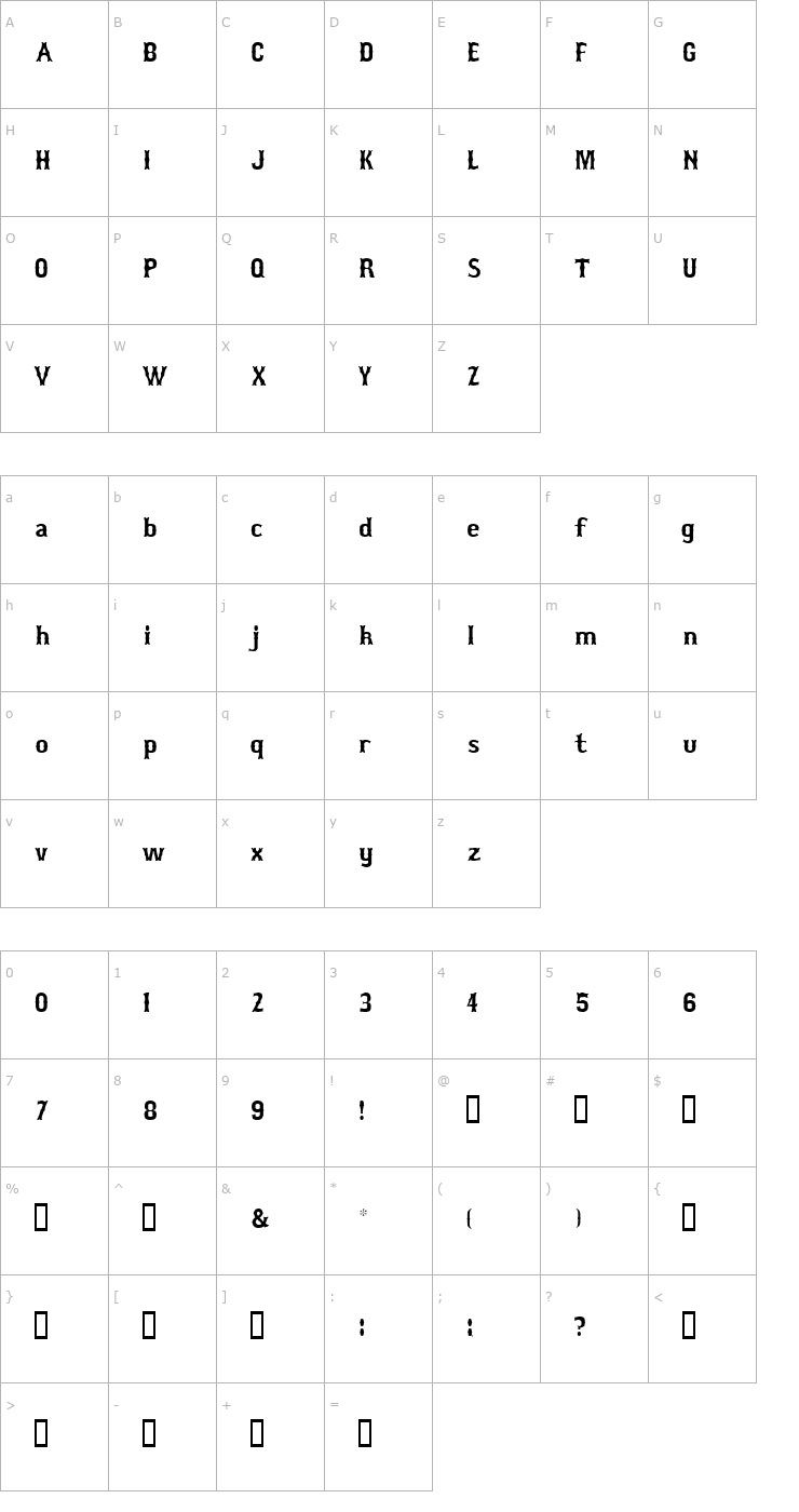 Character Map Bosox Font