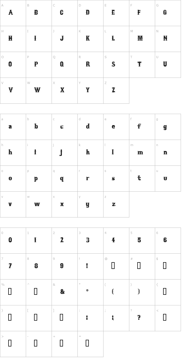 Character Map Bosox SemiBold Font