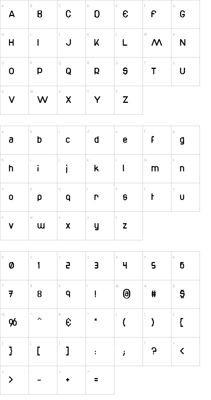 Character Map Bottix Font