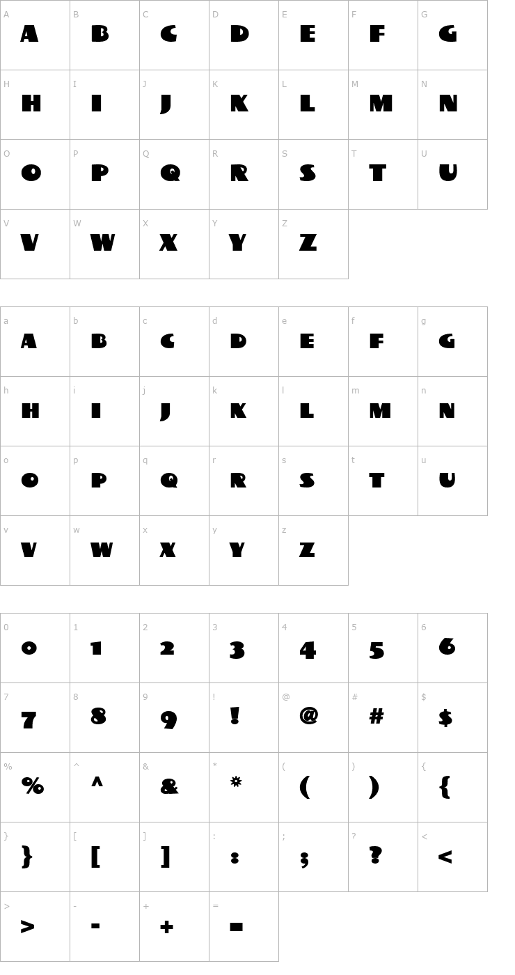 Character Map BottleKaps SC Expanded Font