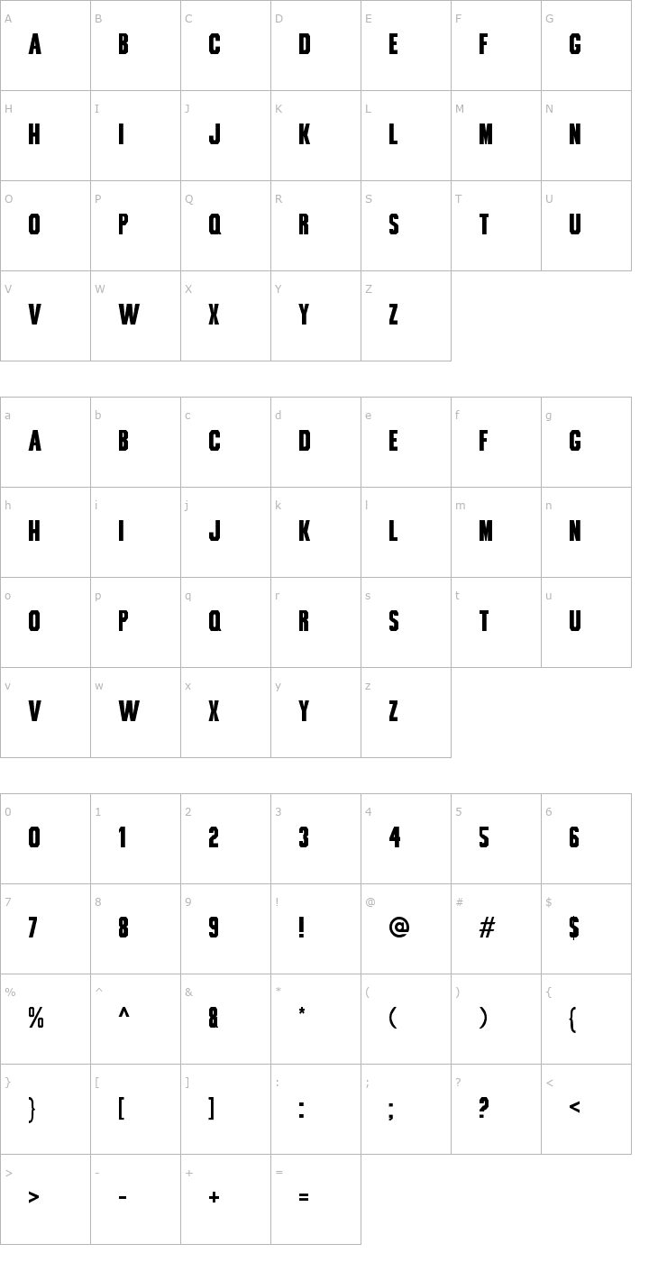 Character Map Bou Collegiate Font