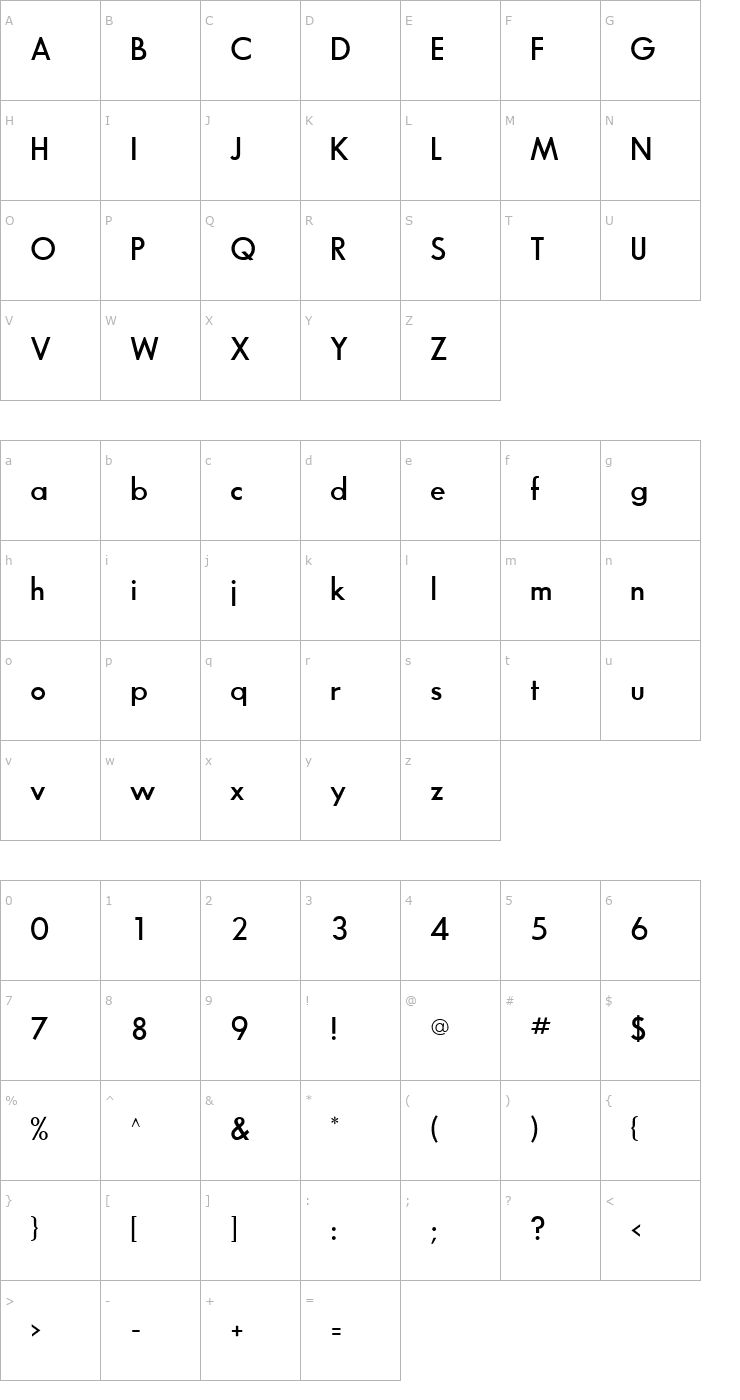 Character Map Bougan SSi Semi Bold Font