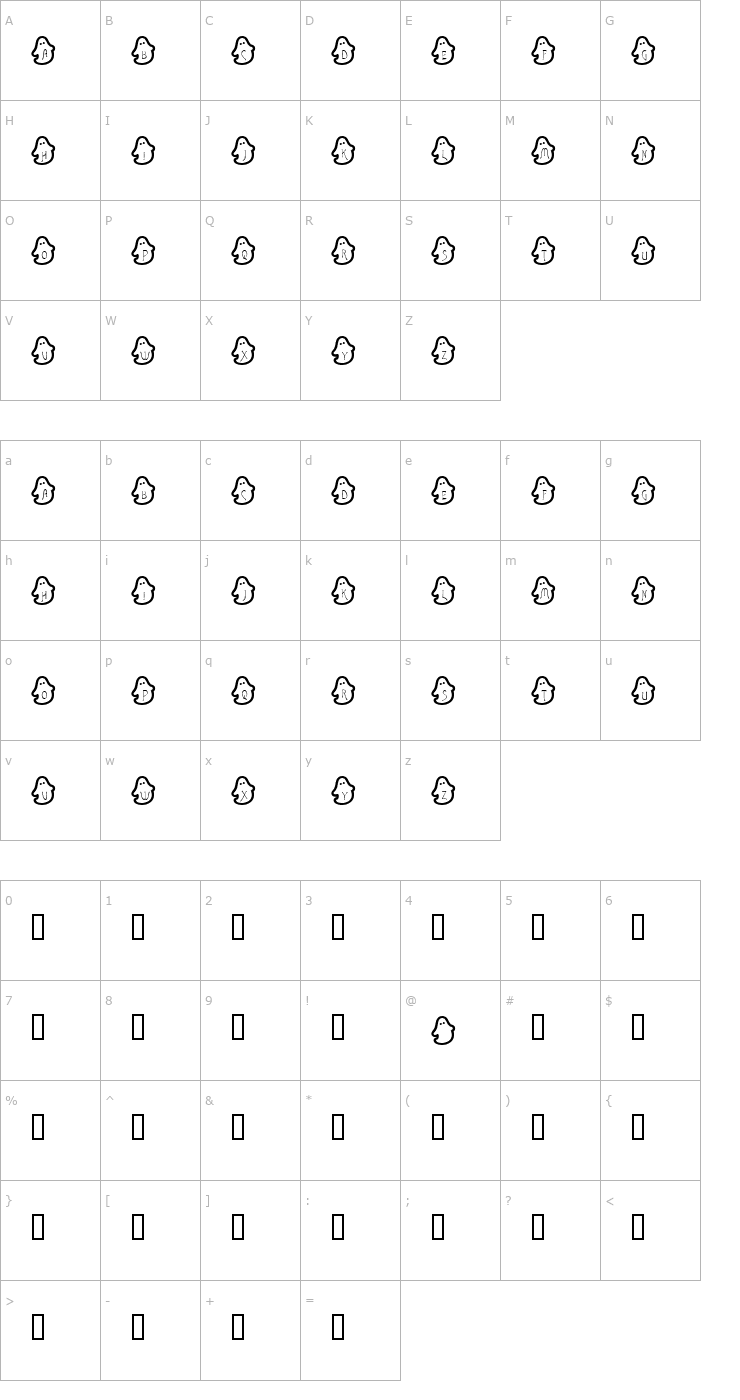 Character Map Bouh bouh Font