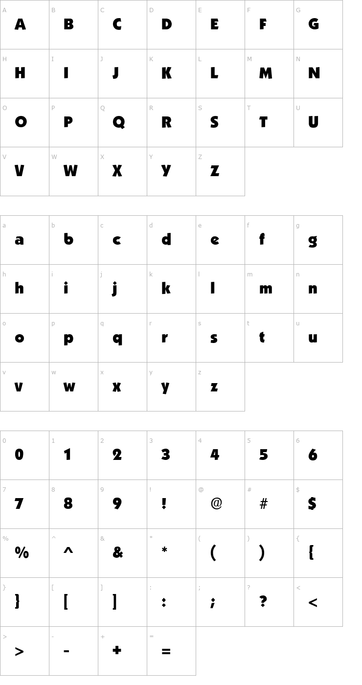 Character Map Boulder Regular Font