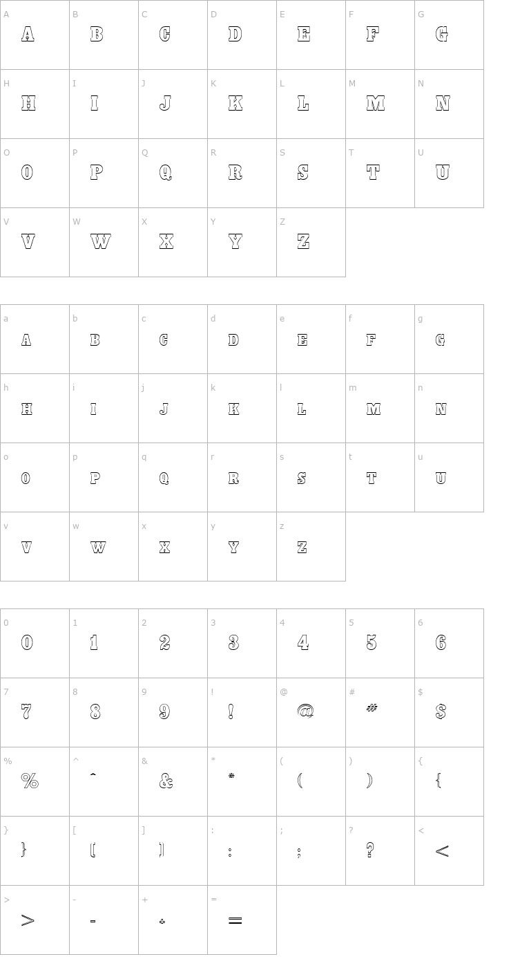 Character Map Bounder Regular Font