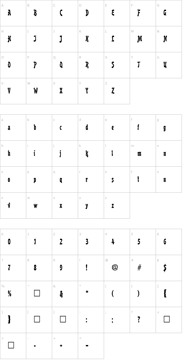 Character Map Boutique Font