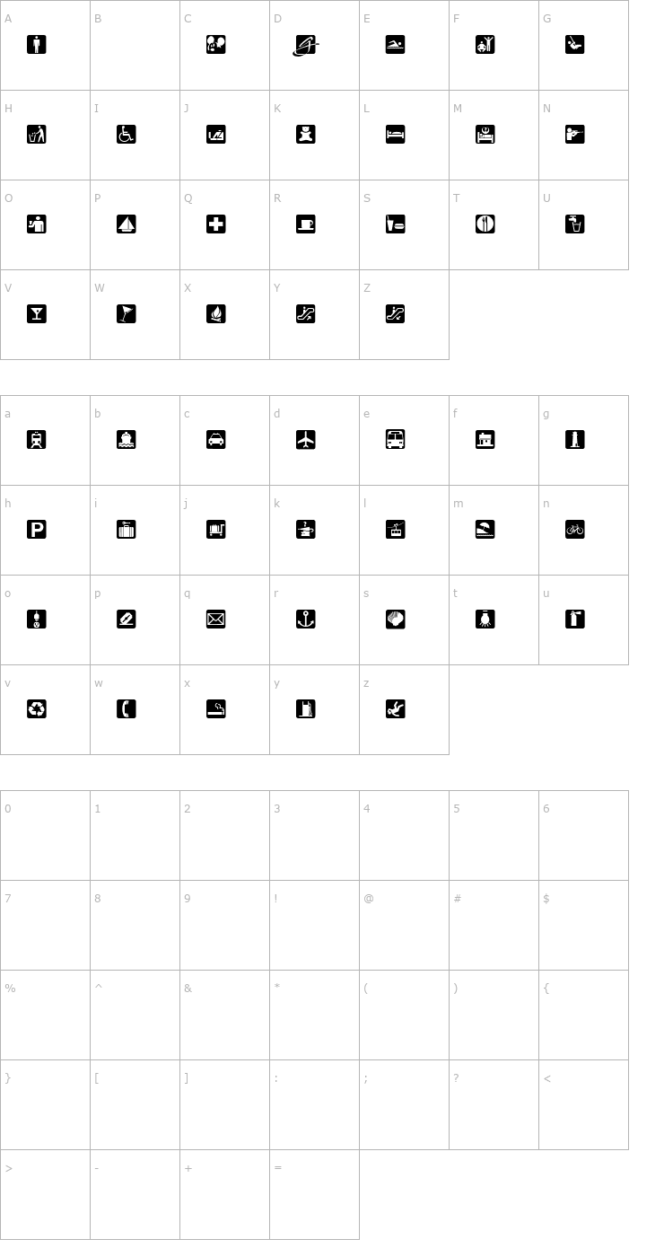Character Map BOUTON International Symbols Font