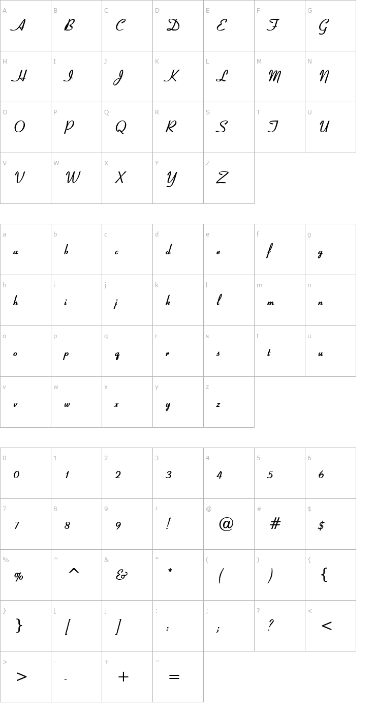 Character Map Bow Bold Font