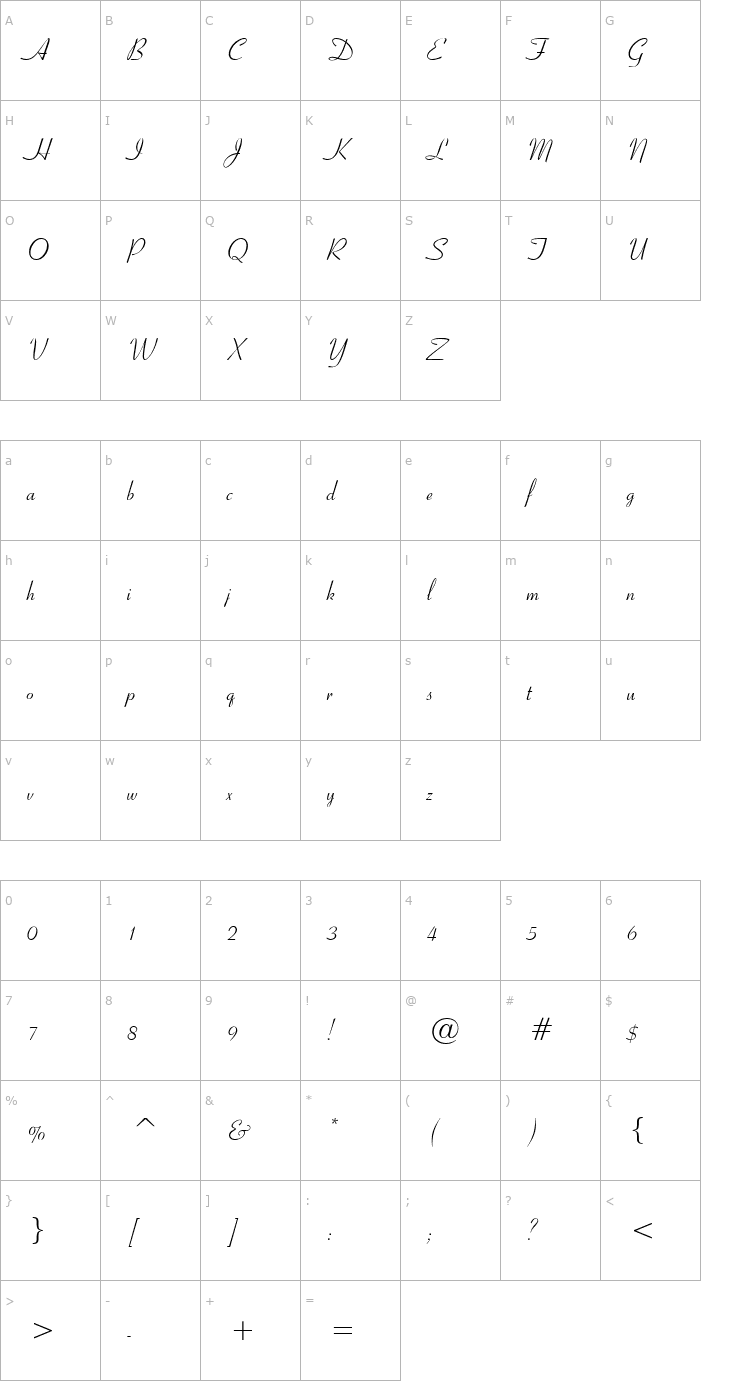 Character Map Bow Normal Font