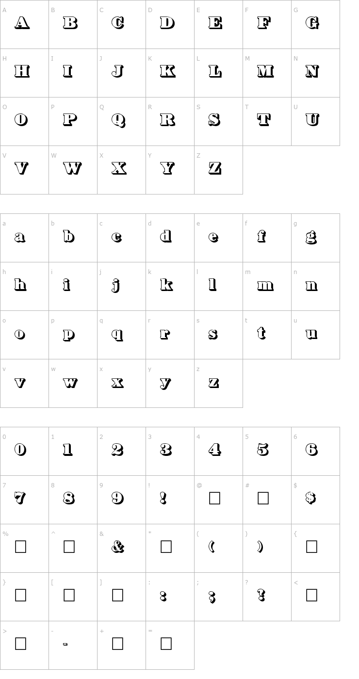 Character Map Bower Shadow Font
