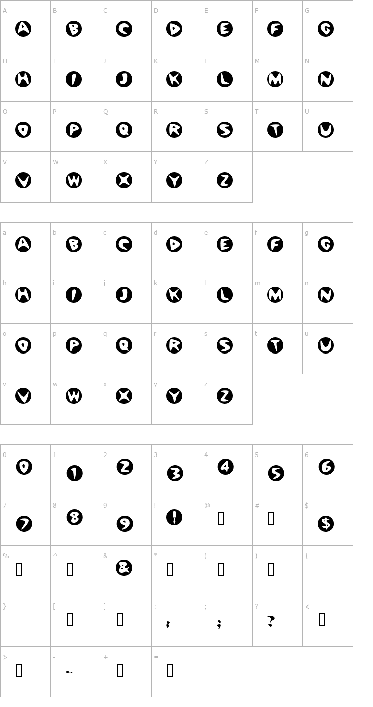 Character Map BowlORama Font