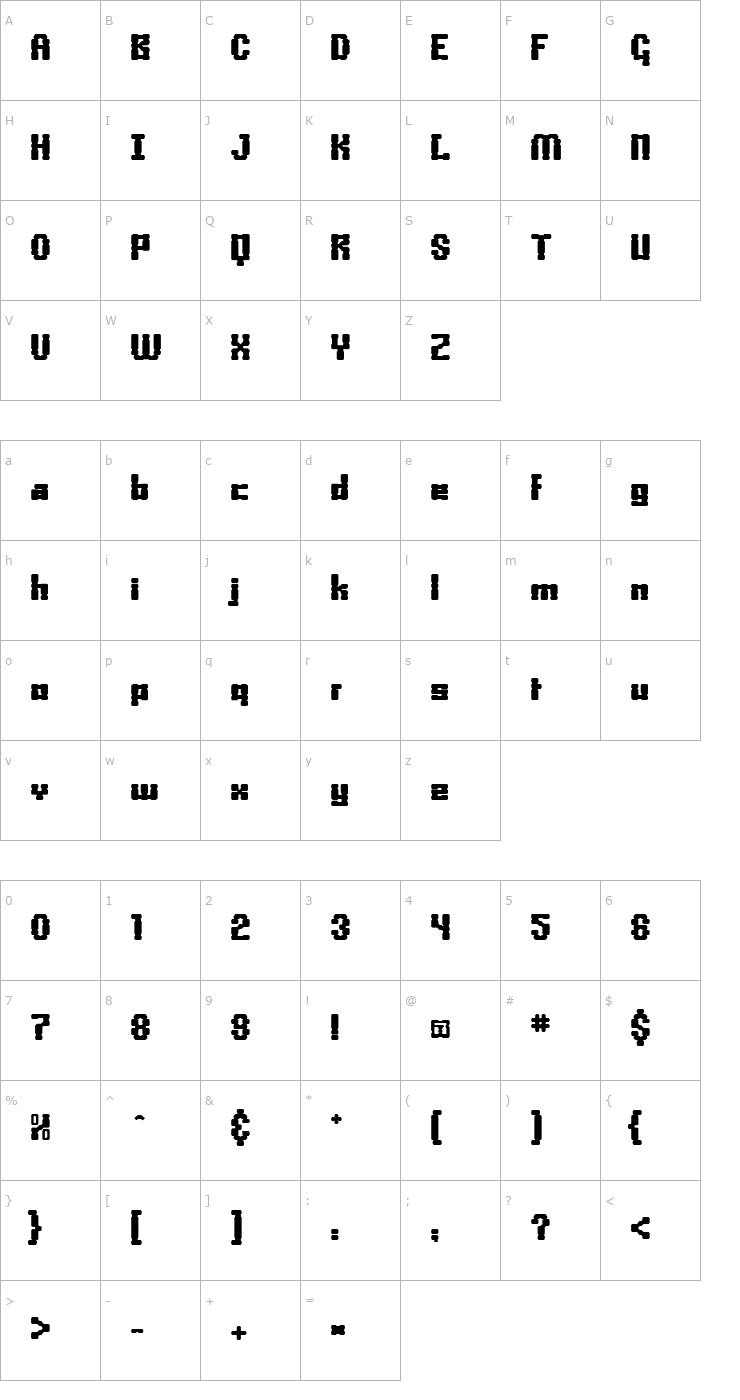 Character Map BoxonoxoBold Font