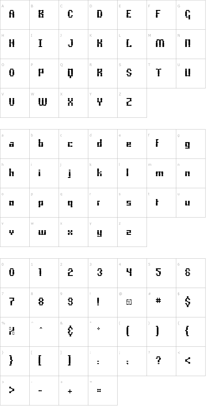 Character Map BoxonoxoLight Font