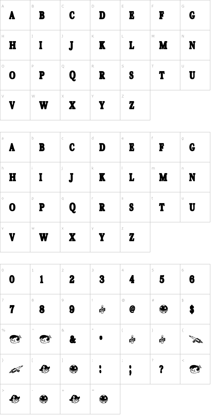 Character Map Boys Font