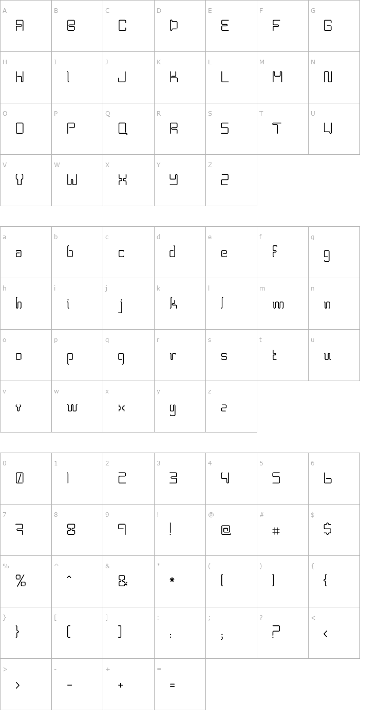 Character Map BPneon Font
