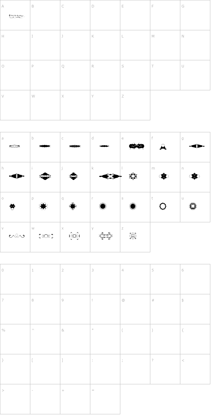 Character Map BR Reflections Font