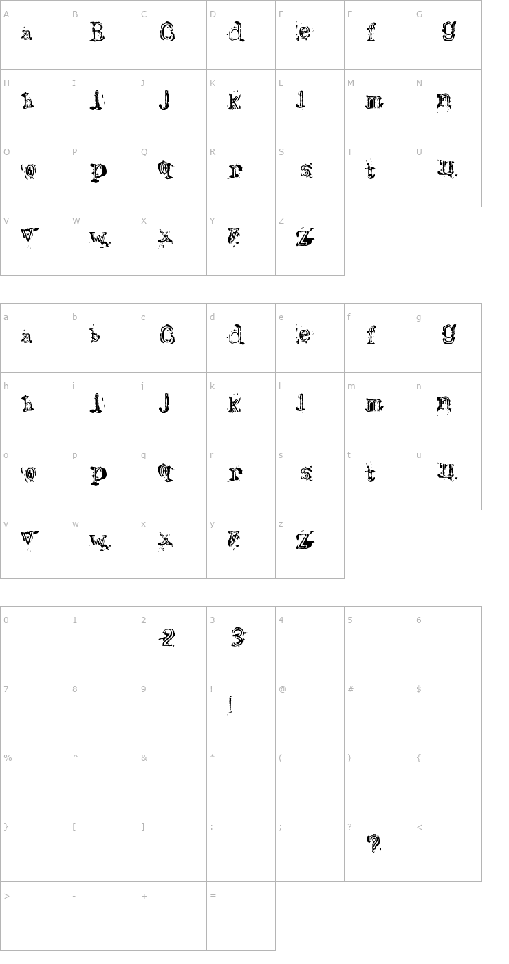 Character Map Bracille Font