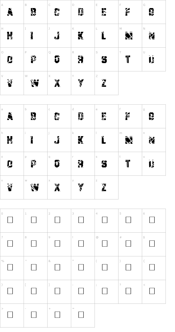 Character Map Brad Font