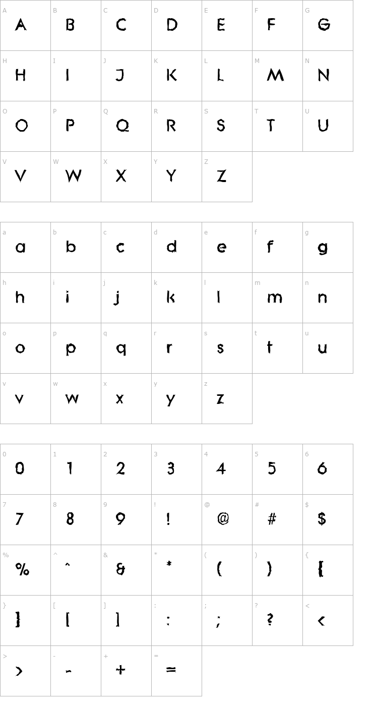 Character Map BradBeckerRandom-Heavy-Regular Font