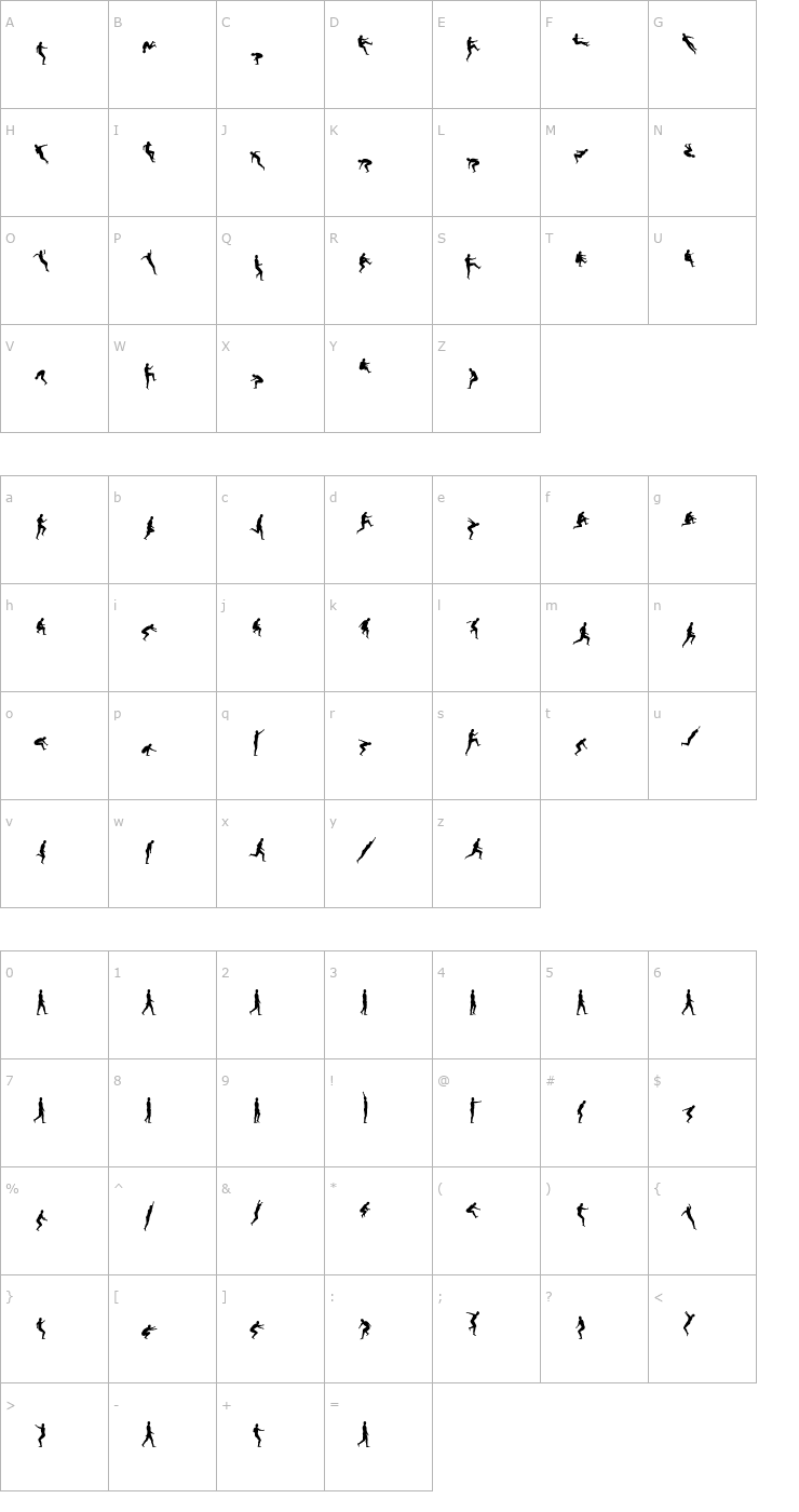 Character Map Bradley Font