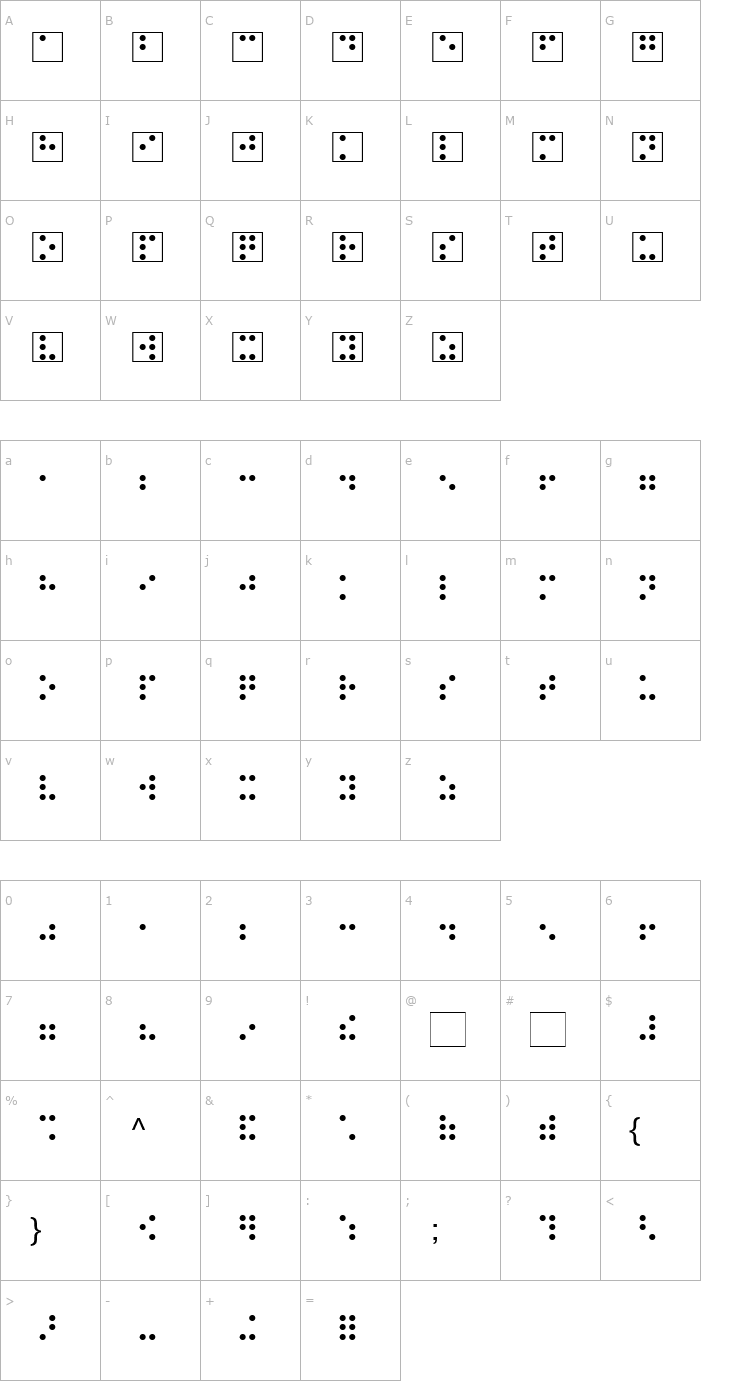Character Map Braille Becker Font