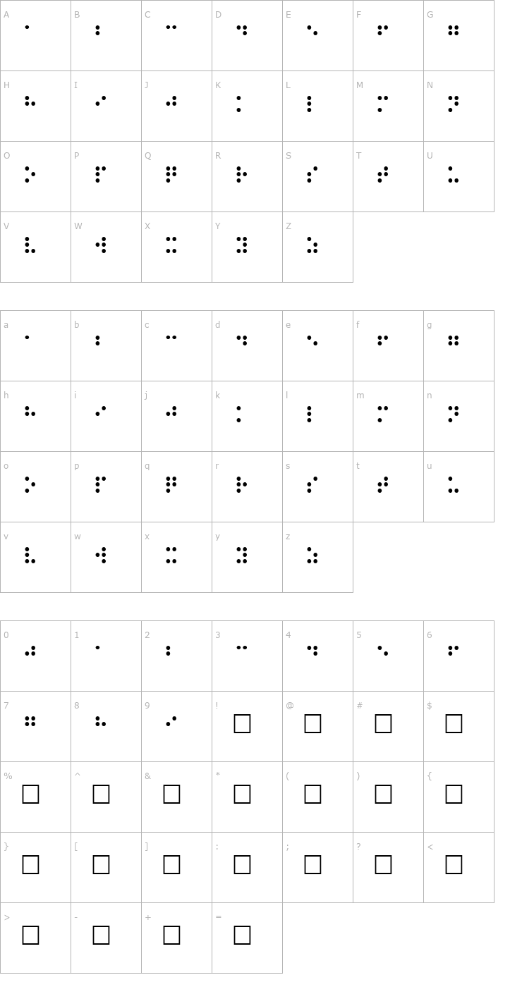 Character Map Braille Regular Font