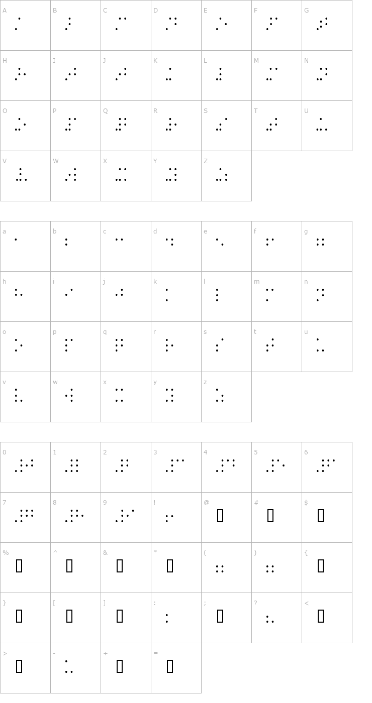 Character Map BrailleSH Font