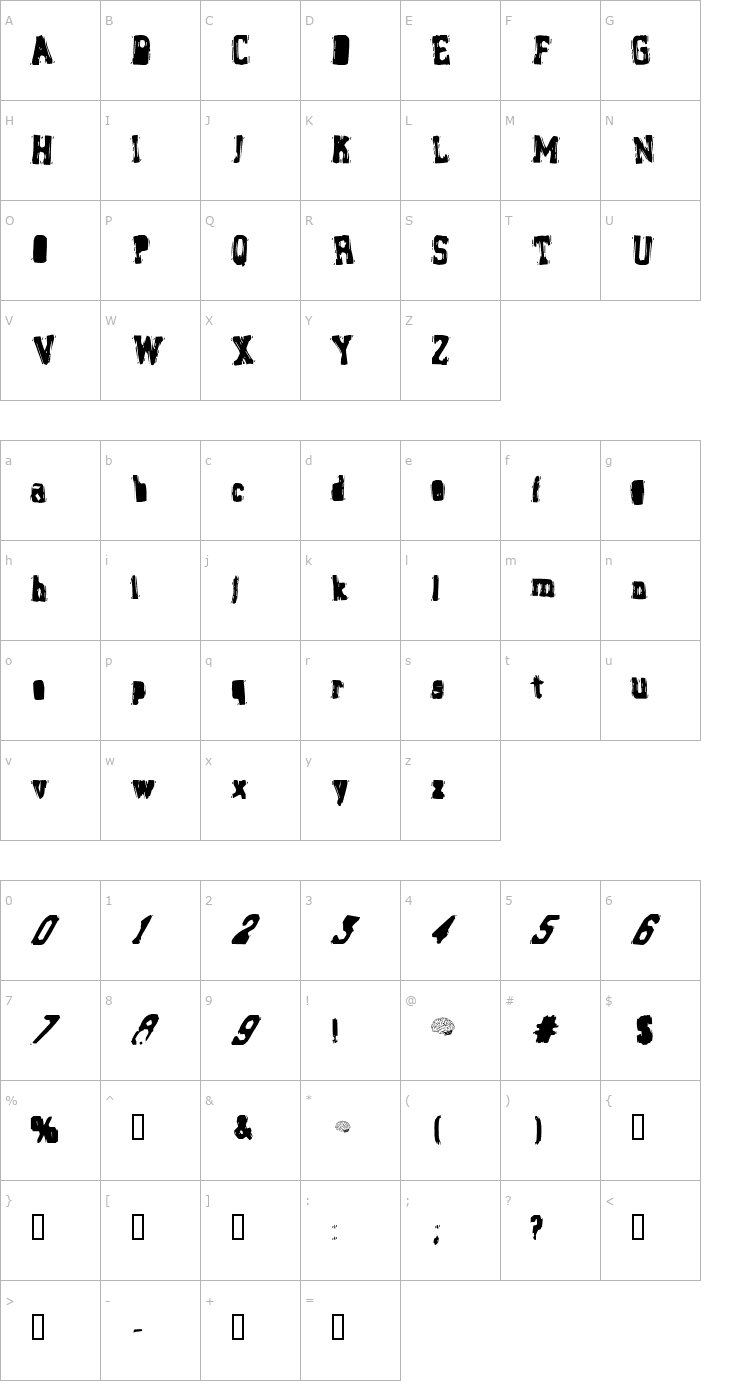 Character Map Brain Stew Font