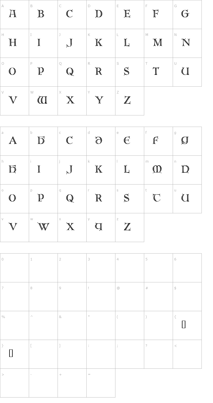 Character Map Brandegoris Font