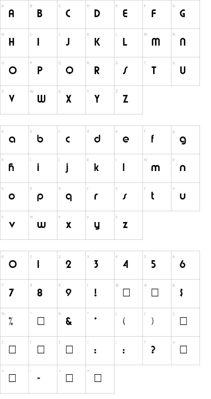 Character Map Brandish Regular Font