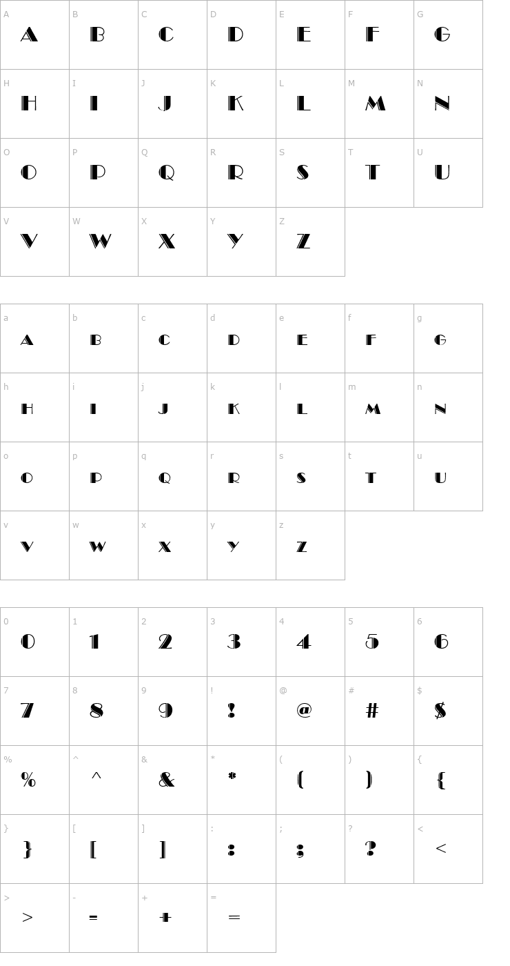 Character Map Brando Engraved Bold Font