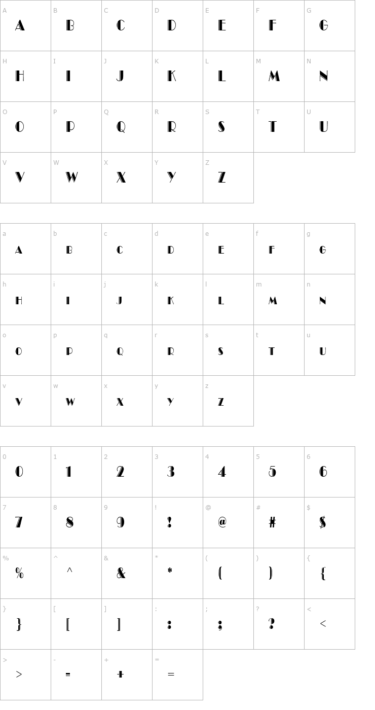 Character Map Brando Engraved Condensed Normal Font