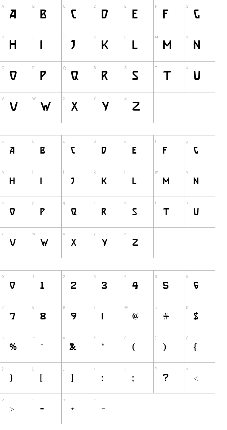 Character Map Brassett Font