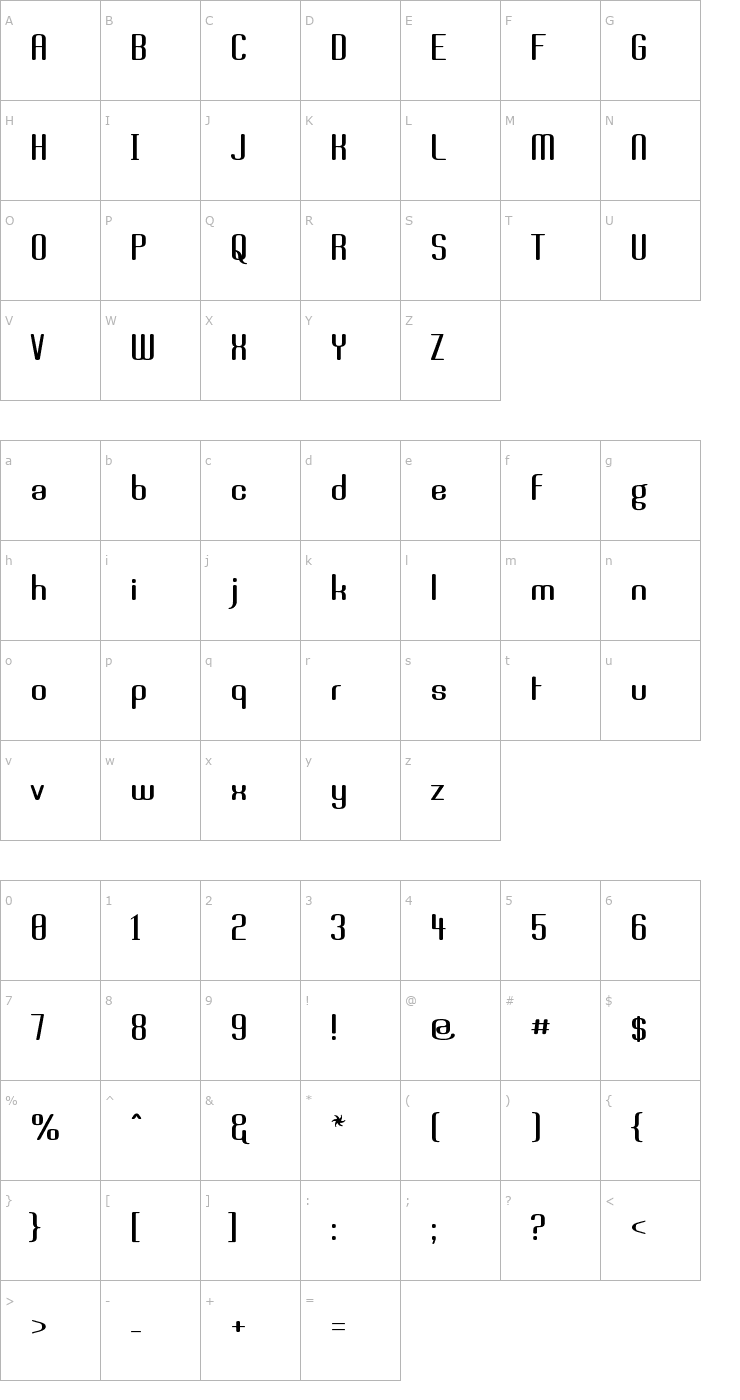 Character Map Brassiere Font