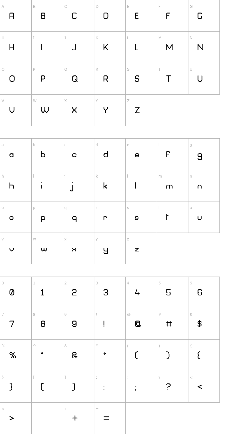 Character Map Brave New Era G98 Font