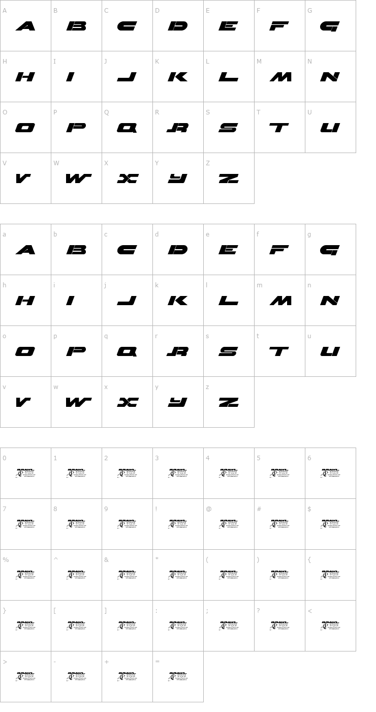 Character Map Brawl Font