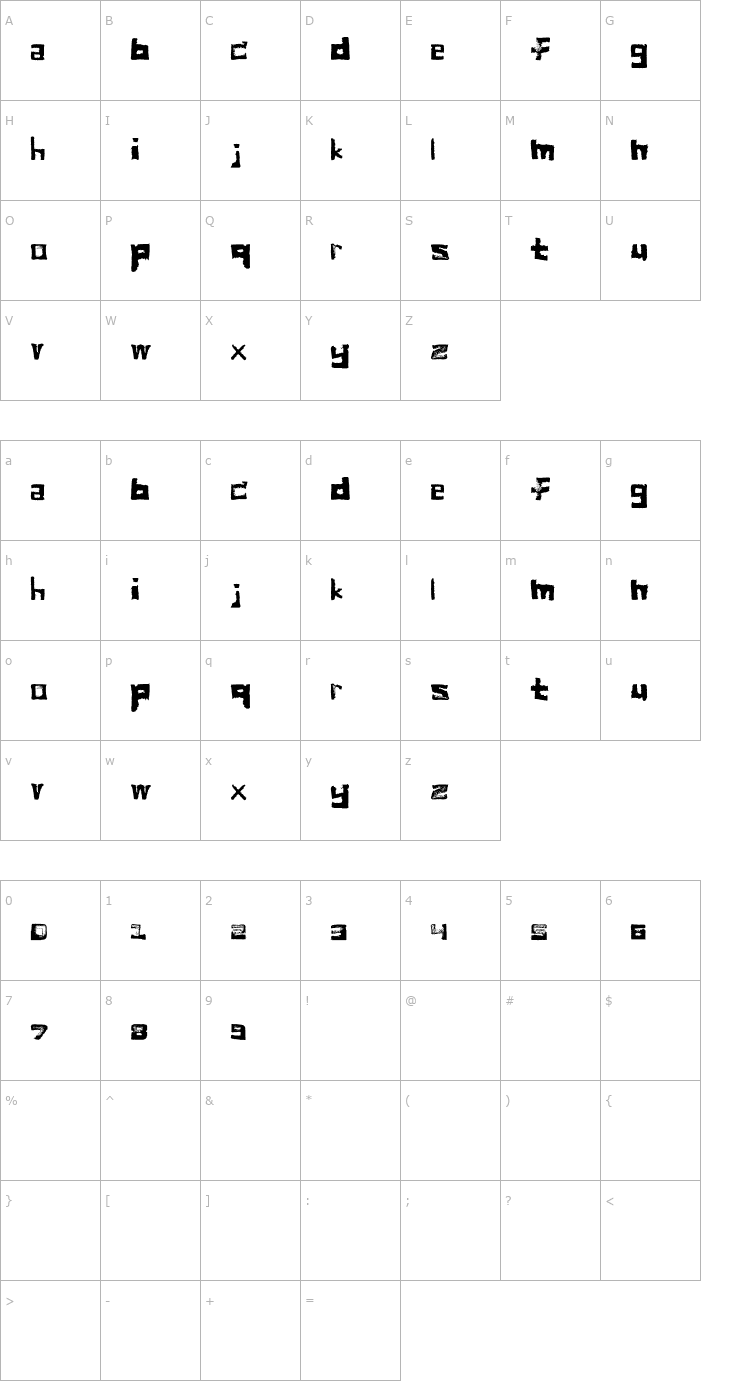 Character Map Bread Font