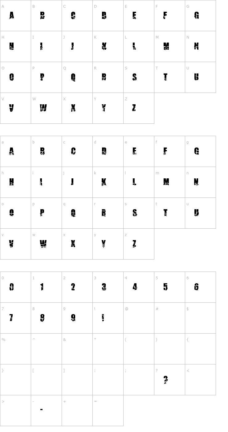 Character Map Breakaway Font