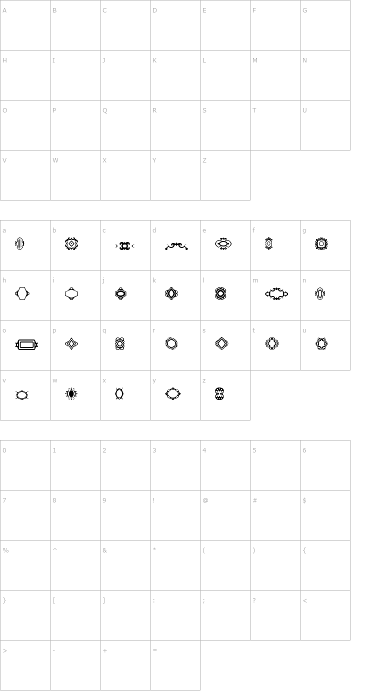 Character Map BRFrames Font