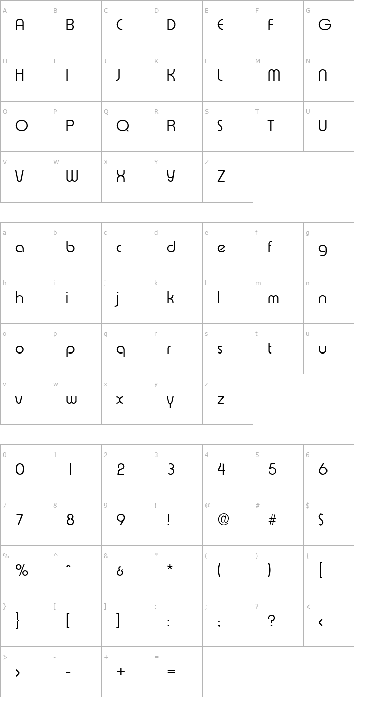 Character Map BrianBecker-Light Font