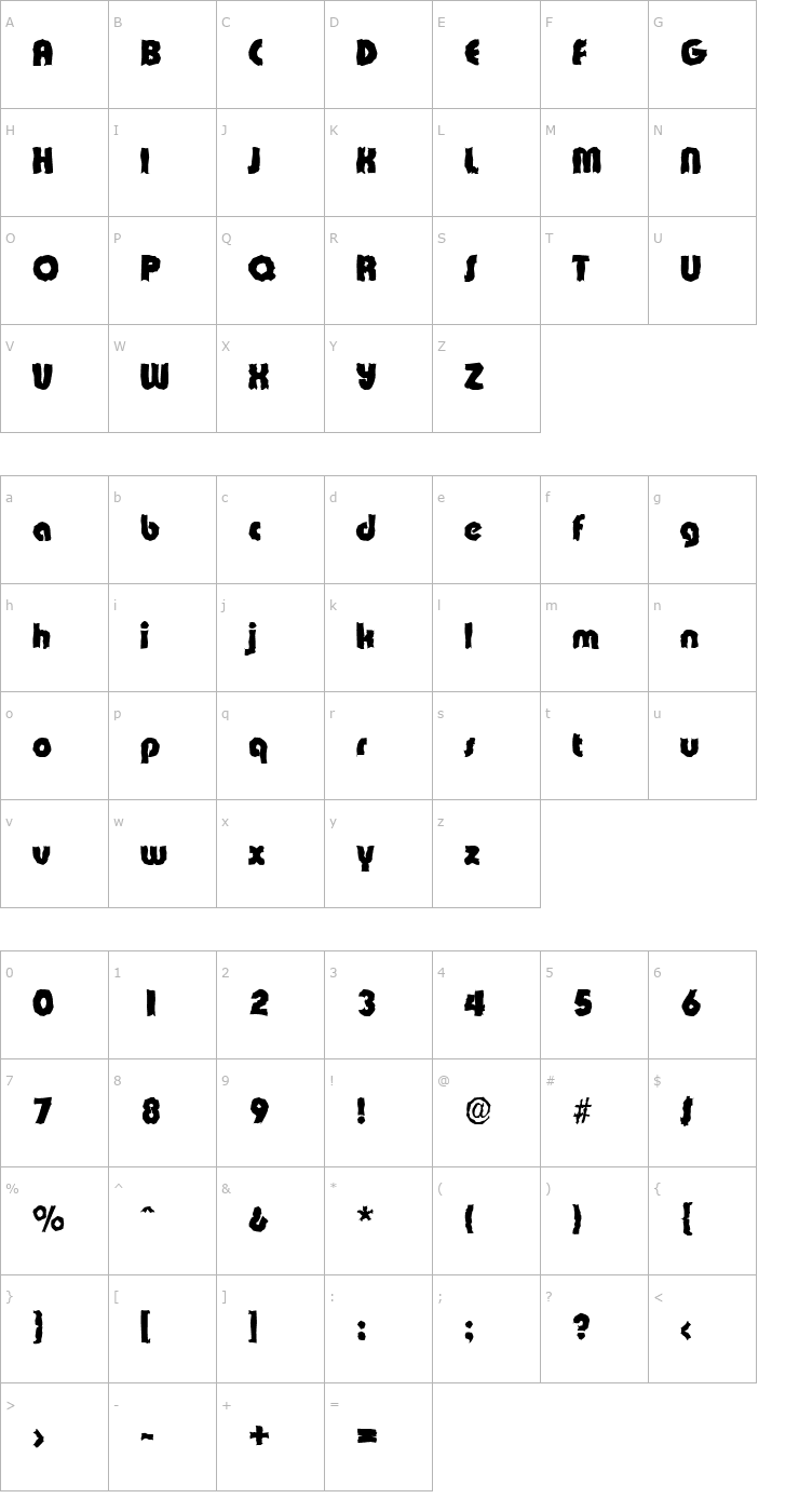 Character Map BrianBeckerRandom-Heavy-Regular Font