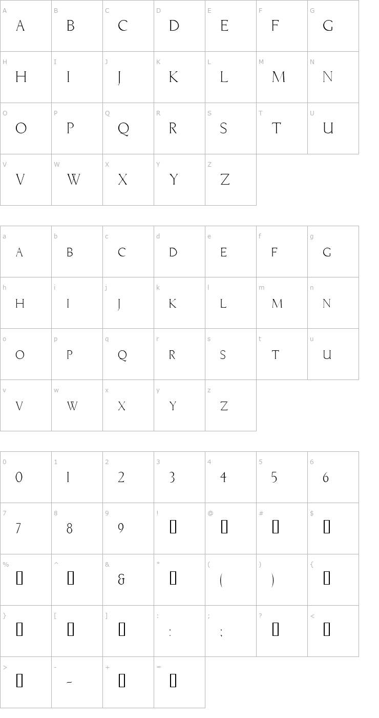 Character Map Brice Font