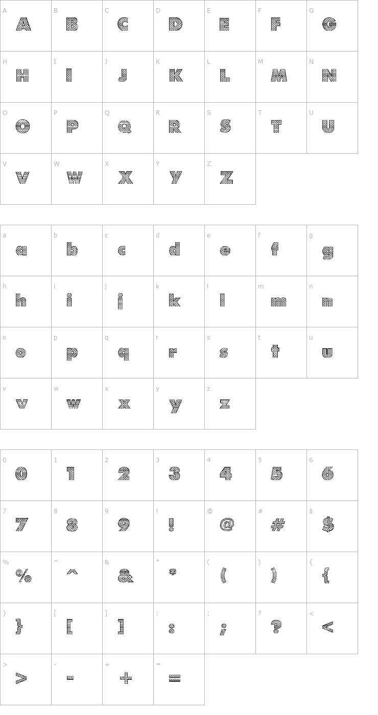 Character Map Bricks Font