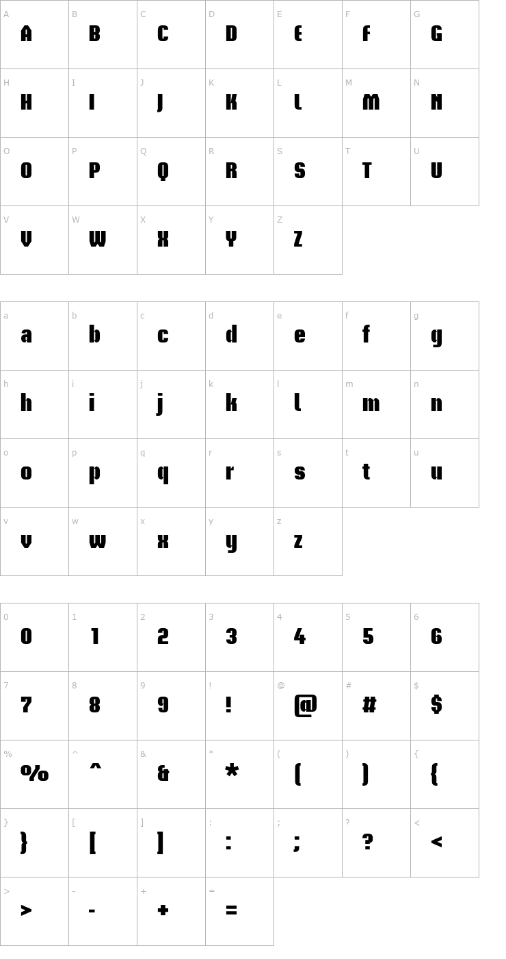 Character Map BriemAkademiStd-Black Font