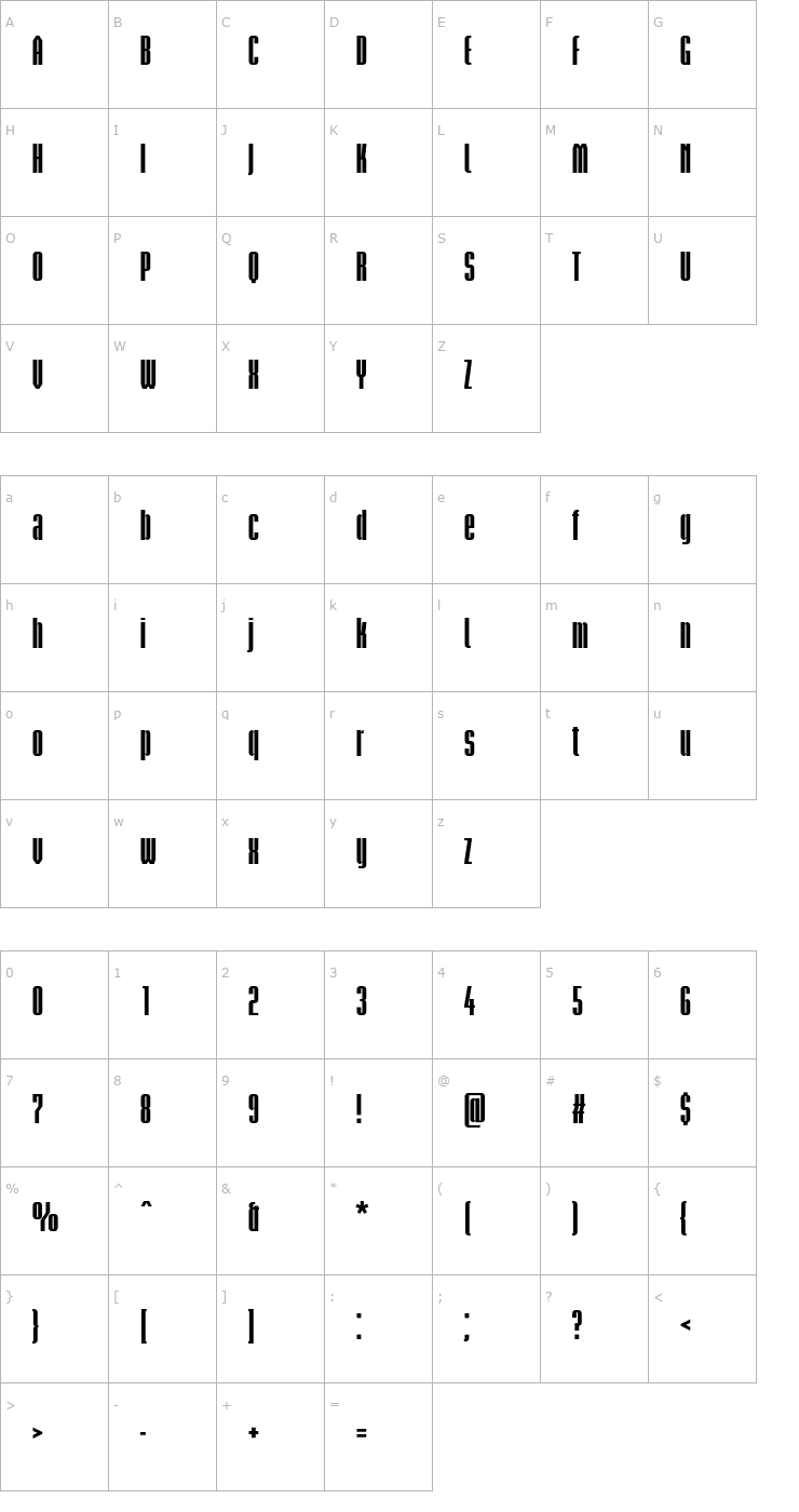 Character Map BriemAkademiStd-BlackCond Font